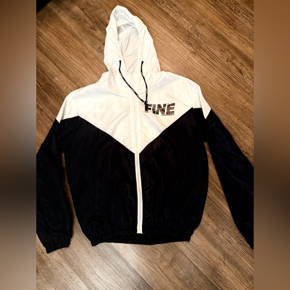Fine Ass Girls Jackets & Blazers - FINE Ass Girls Colorblock Windbreaker Hoodie - Black & White